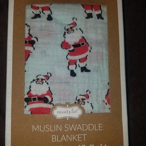 Santa Muslin Swaddle Blanket 100% Cotton 47x47 - Brand New